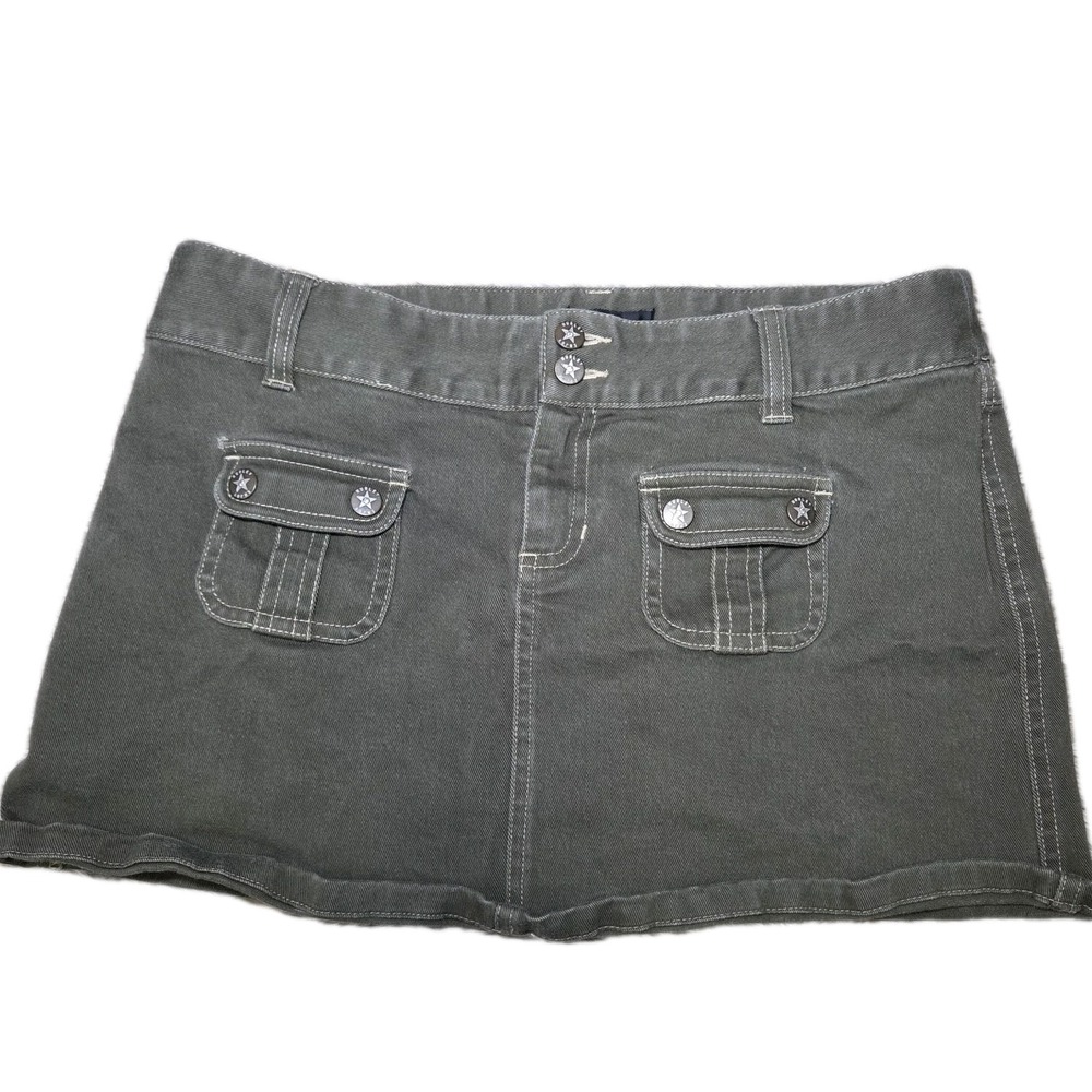 Hurley Olive Green Cargo Micro Mini Skirt Y2K Utility Cotton Women's S